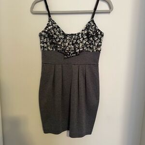 Solemio Pleated Sheath Dress with Spaghetti Straps and flower print top